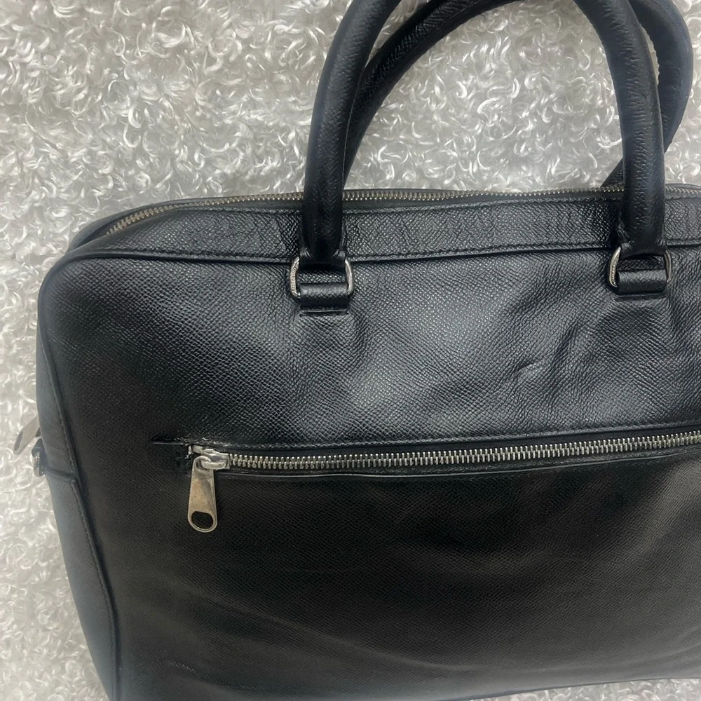 Burberry unisex black leather briefcase bag
